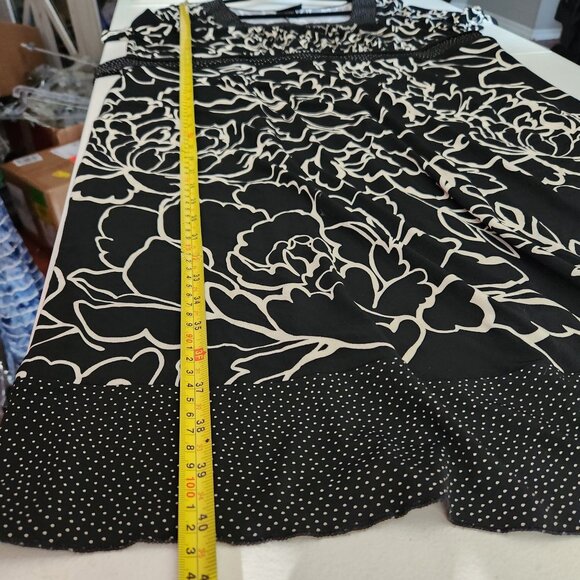 Lane Bryant Dress 14/16 Black White Floral Print Polka Dot Short Sleeves Floral - Picture 8 of 13